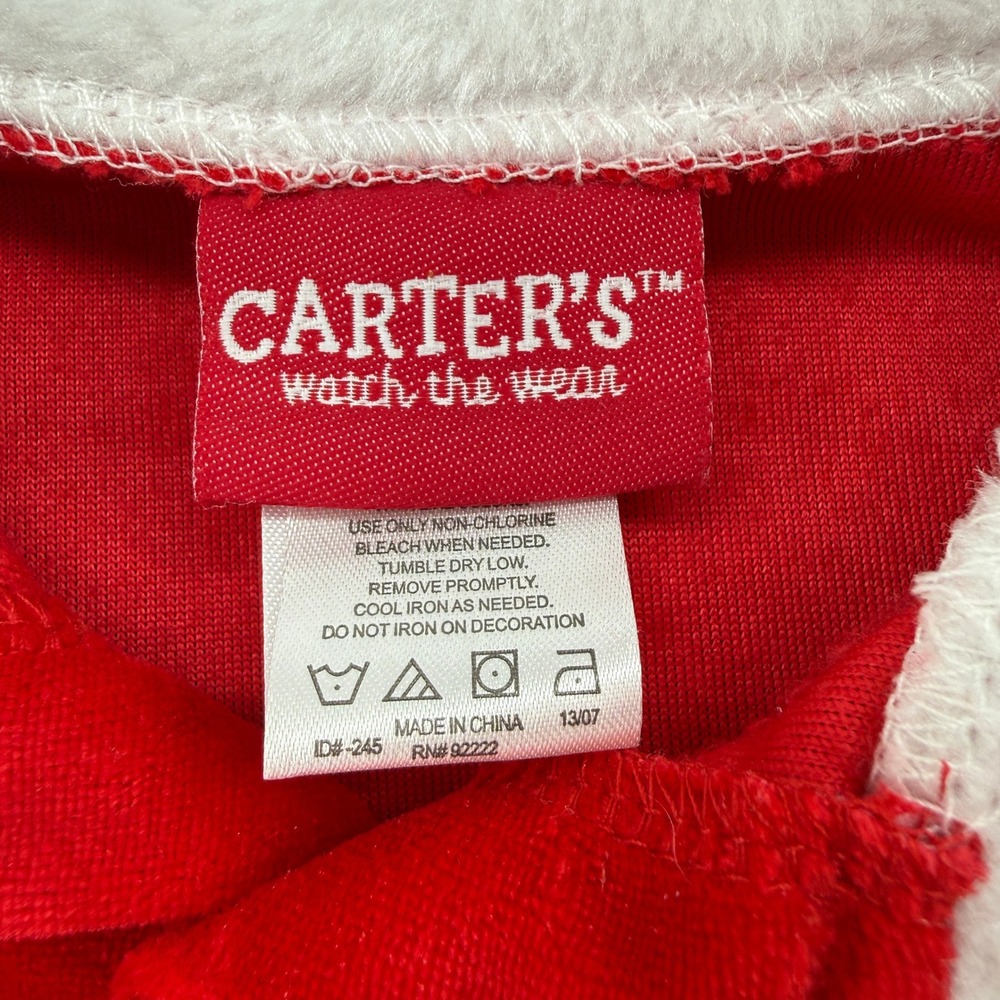 Carter's Santa Costume Set Kids 6-9M VTG Red Velour Faux Fur Holiday Outfit - Picture 7 of 15